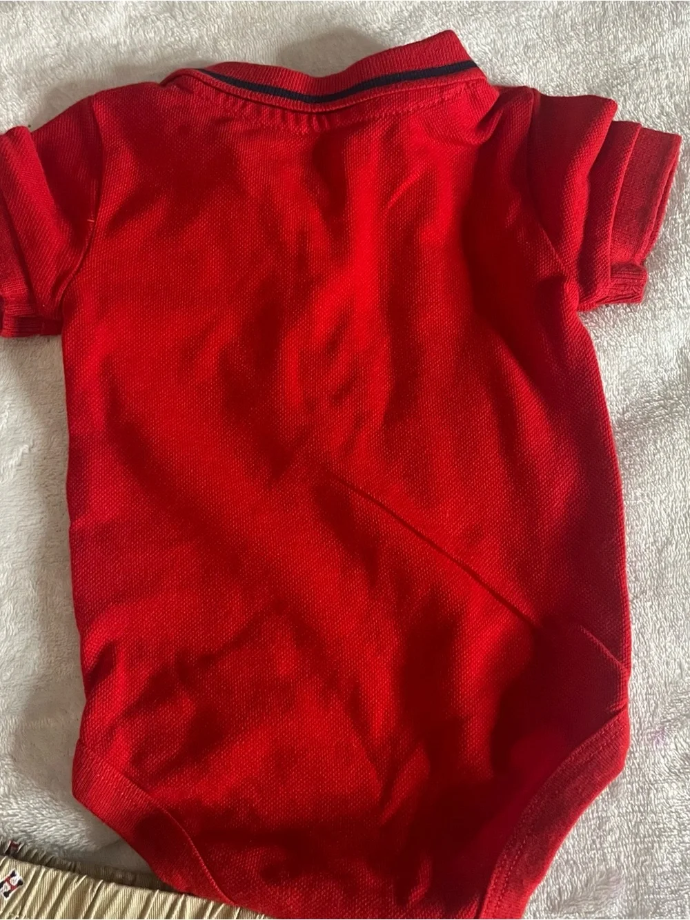 Tommy Hilfiger Baby Boy Red Polo Bodysuit & Logo Printed Twill Shorts Set 3~6M